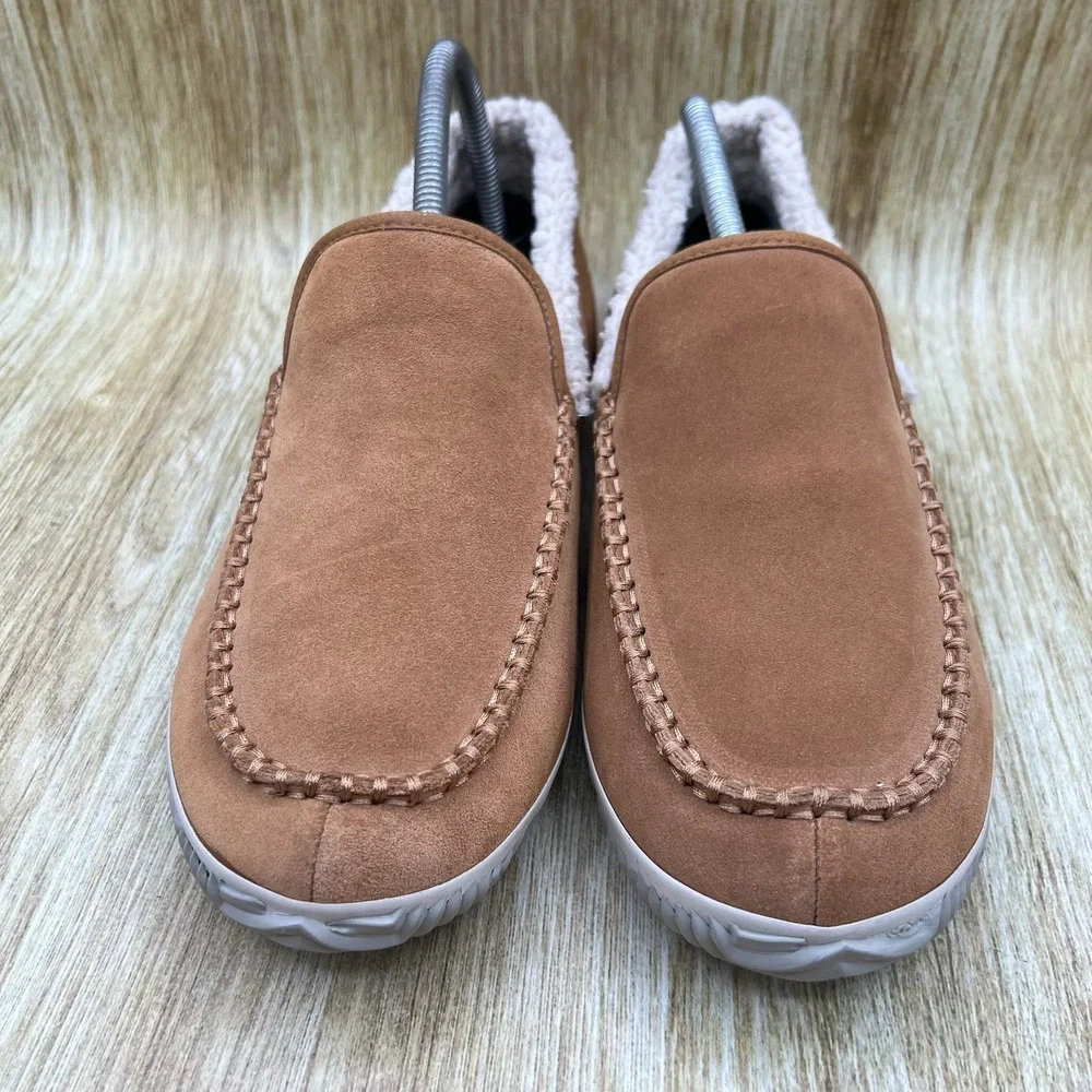 Sorel Falcon Ridge II Slippers Mens Size 8.5 Elk Brown Suede Faux Fur NM2025-286